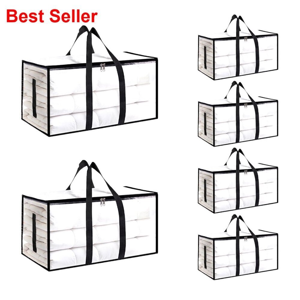 6 Pack Heavy Duty Moving Bags Waterproof Storage Totes Foldable